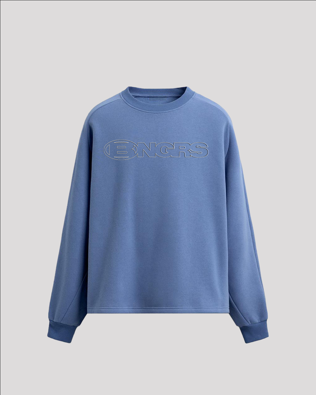 TRIPLE RUN STITCH BLUE CREWNECK